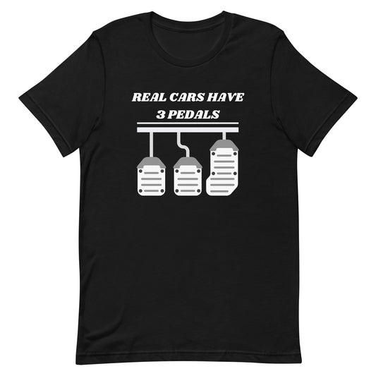 REAL CARS HAVE 3 PEDALS TEE - BLACK