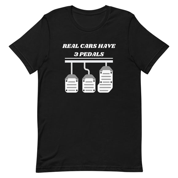 REAL CARS HAVE 3 PEDALS TEE - BLACK