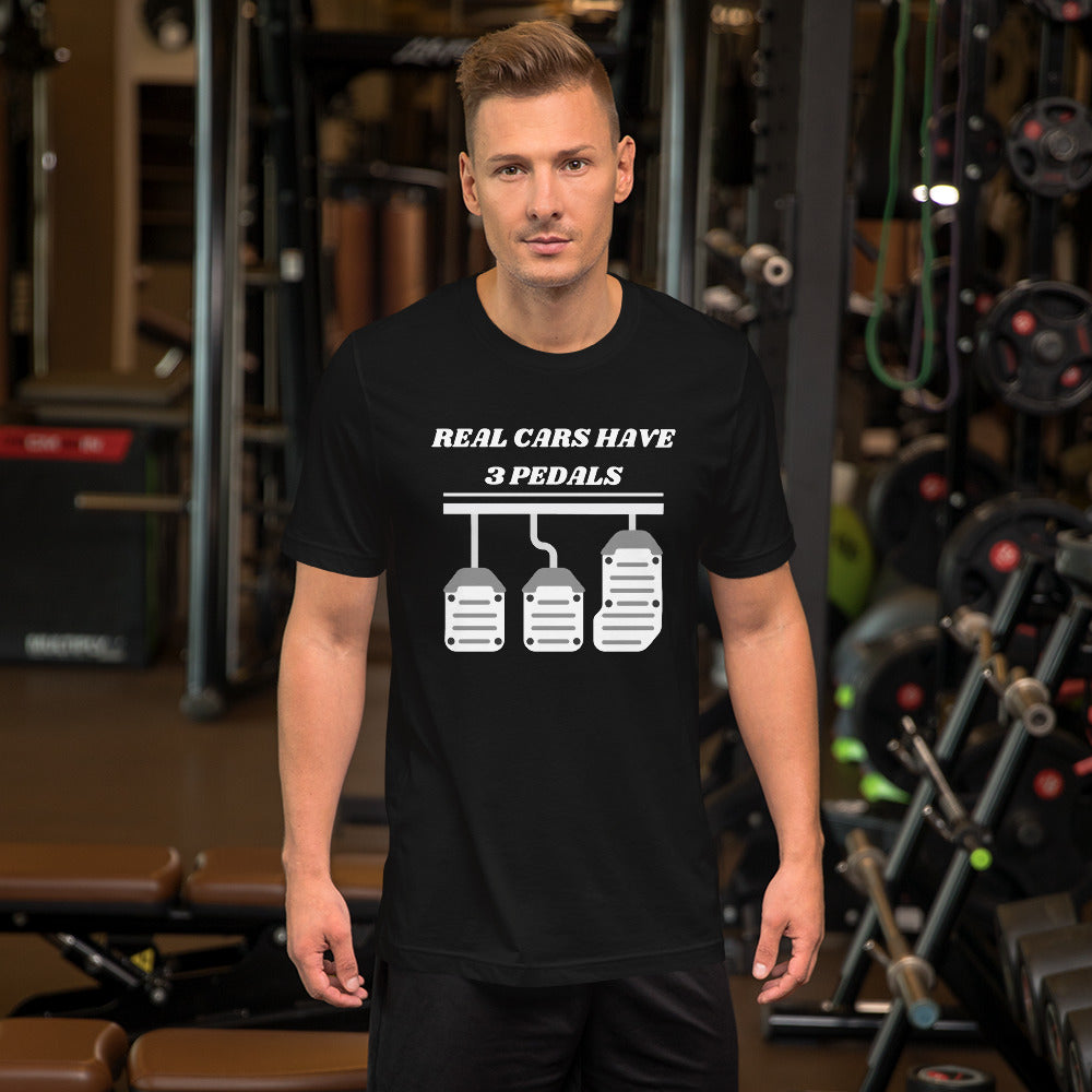 REAL CARS HAVE 3 PEDALS TEE - BLACK