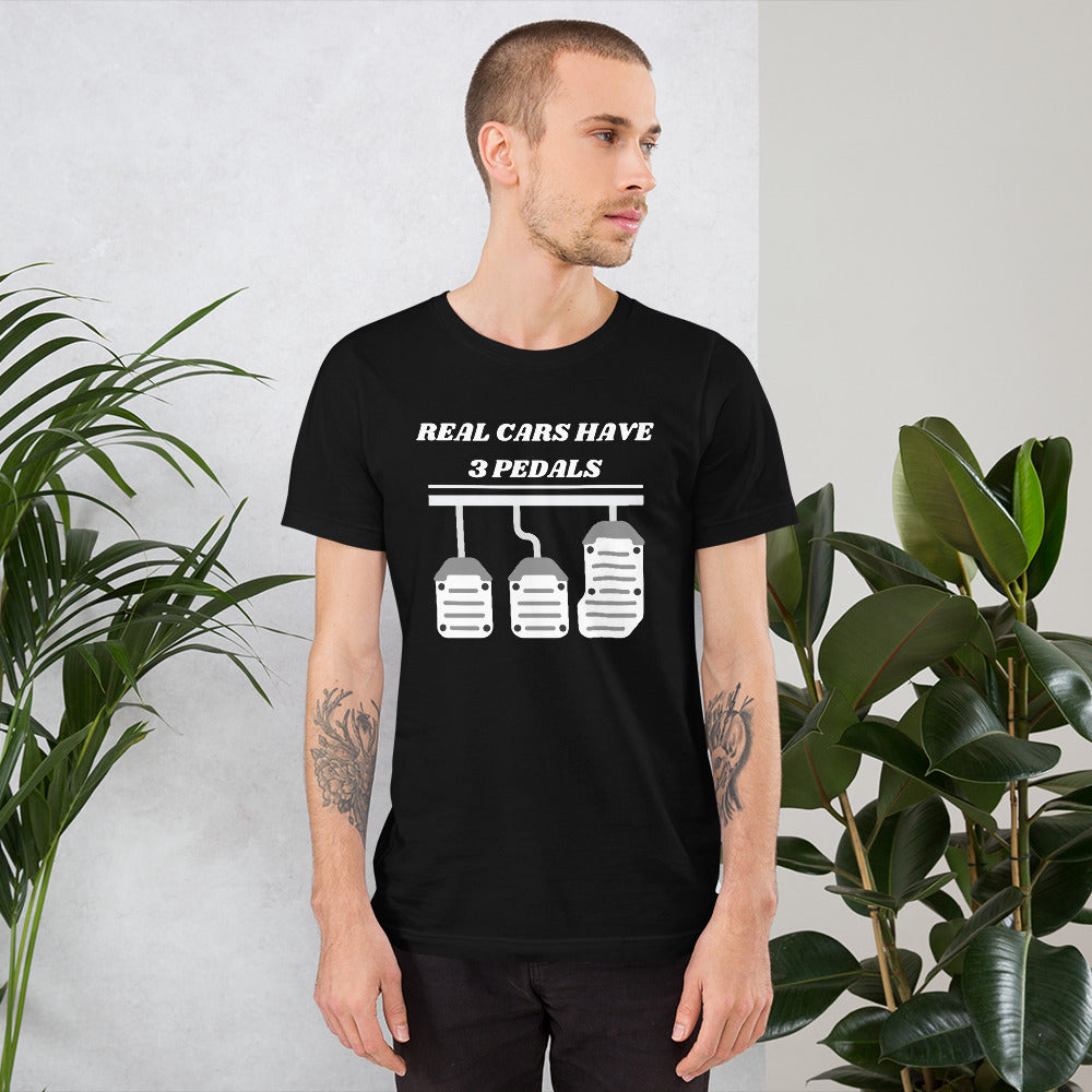 REAL CARS HAVE 3 PEDALS TEE - BLACK