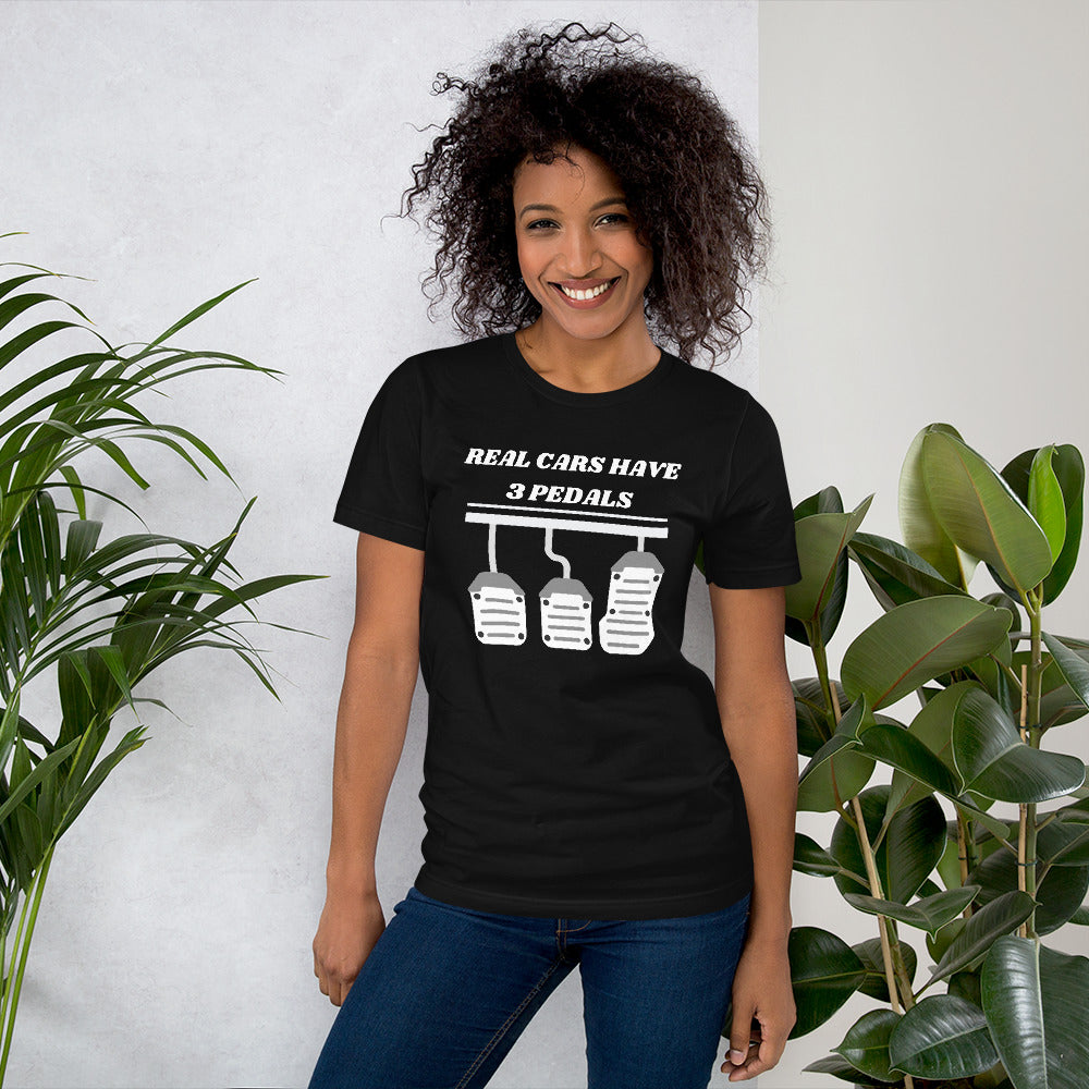 REAL CARS HAVE 3 PEDALS TEE - BLACK