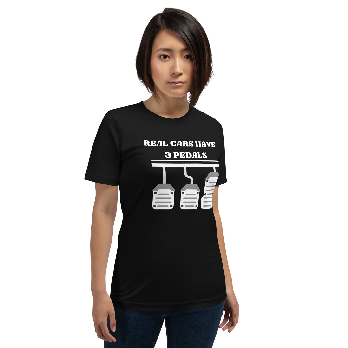 REAL CARS HAVE 3 PEDALS TEE - BLACK