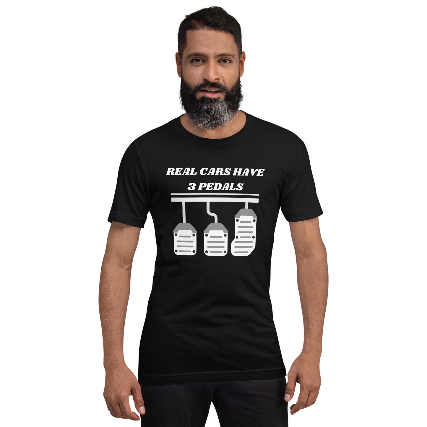 REAL CARS HAVE 3 PEDALS TEE - BLACK