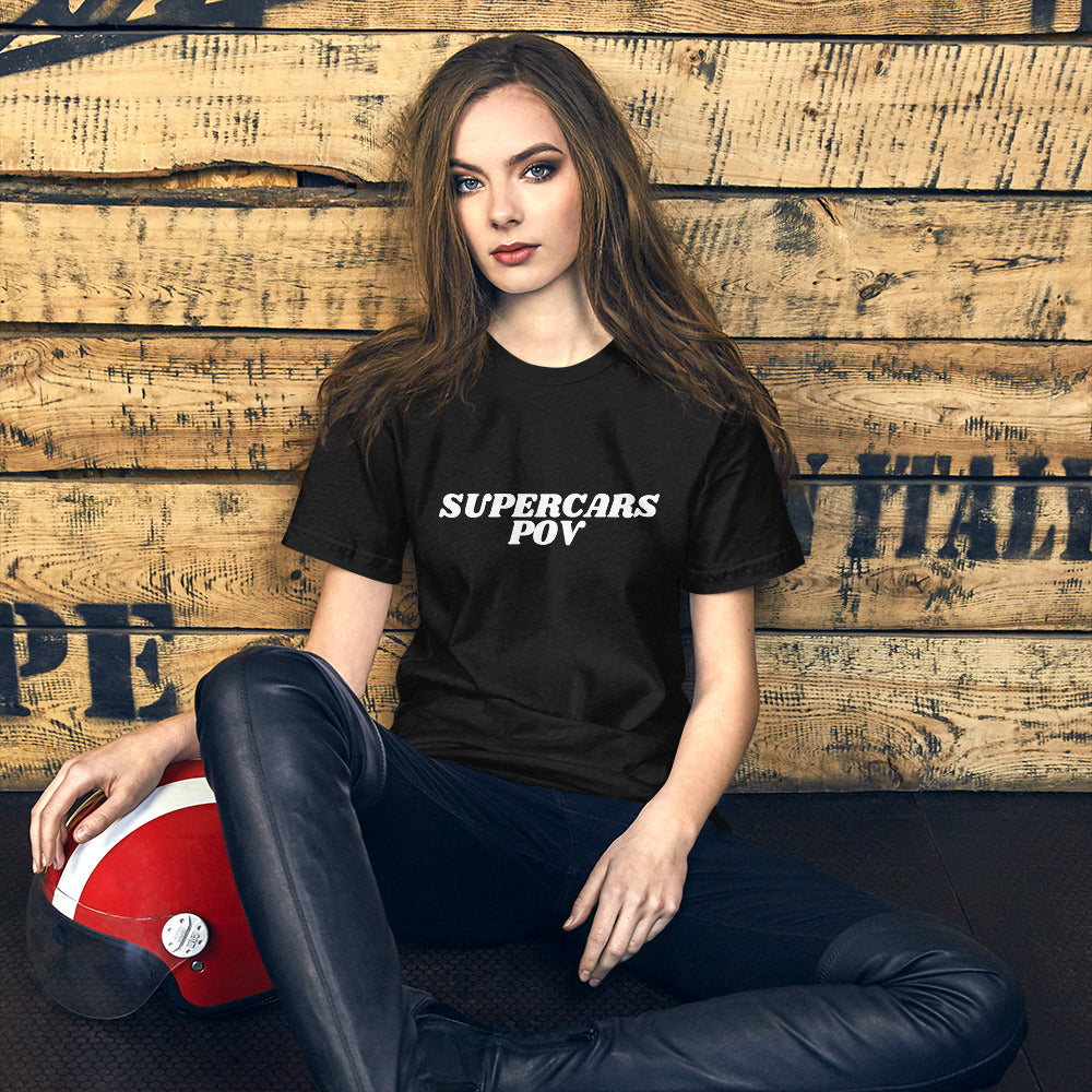 SUPERCARSPOV BLACK TEE WITH WHITE LOGO