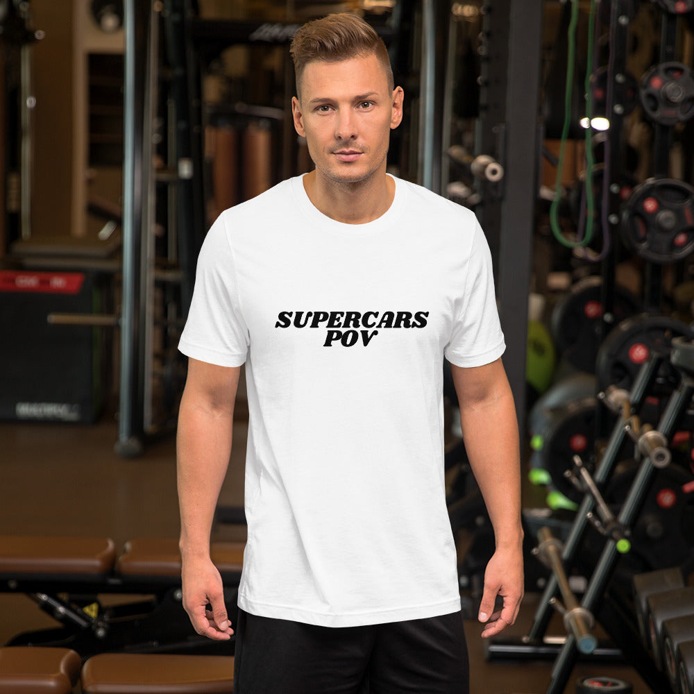 SUPERCARSPOV WHITE TEE WITH BLACK LOGO