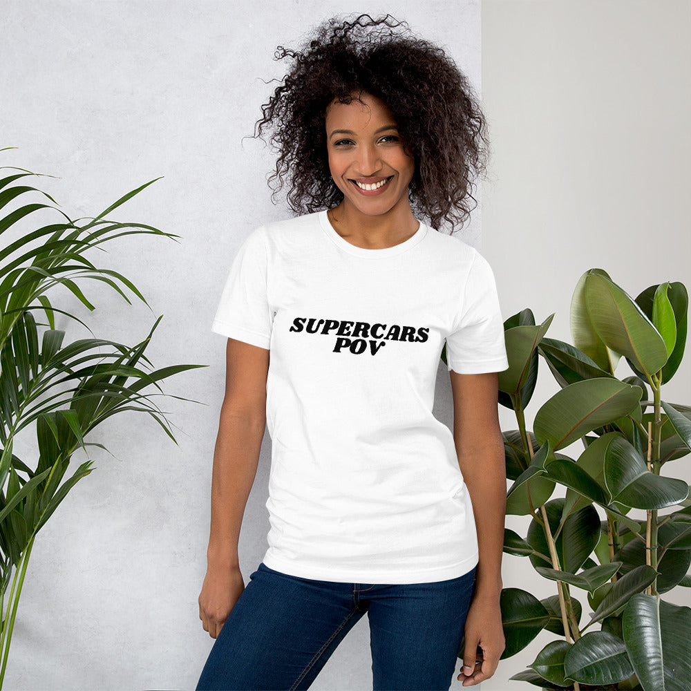 SUPERCARSPOV WHITE TEE WITH BLACK LOGO
