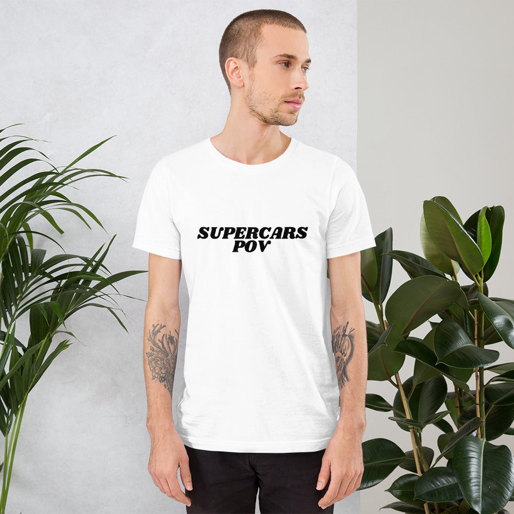 SUPERCARSPOV WHITE TEE WITH BLACK LOGO