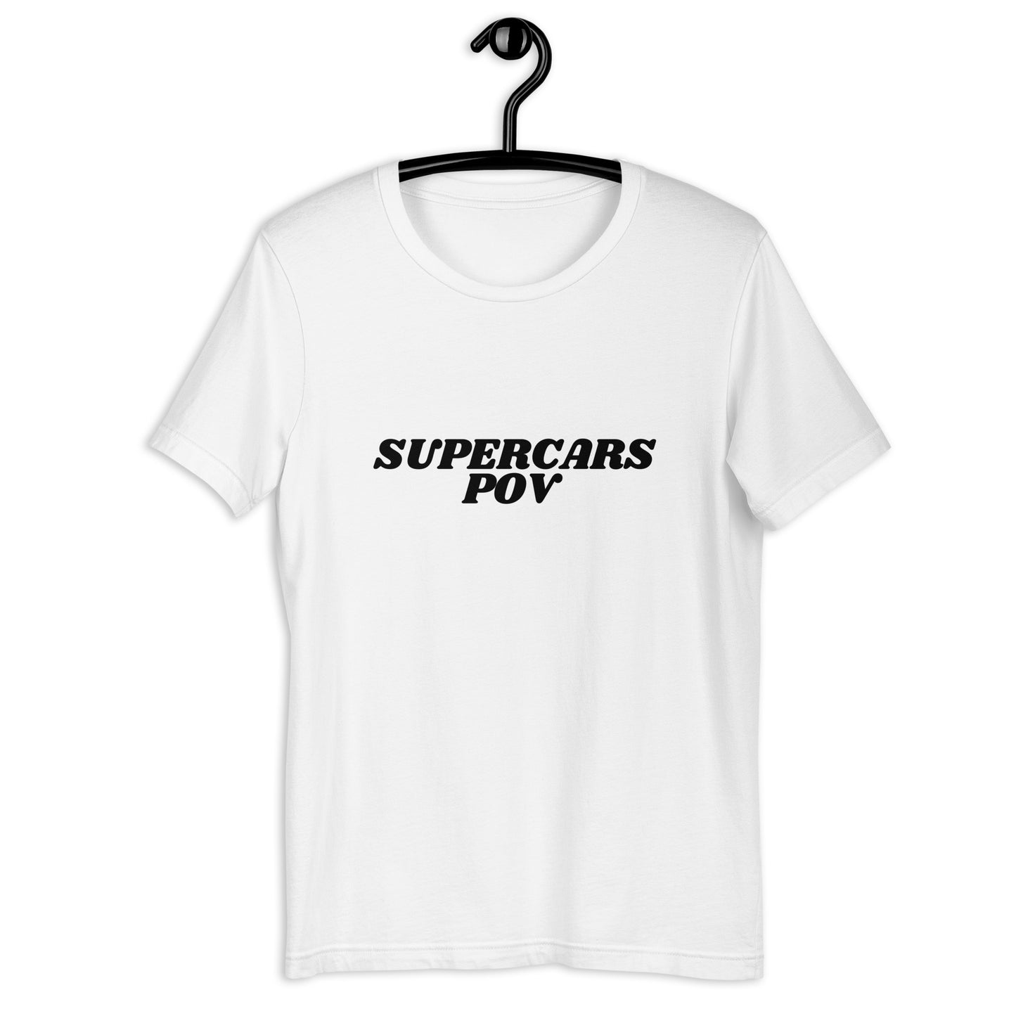 SUPERCARSPOV WHITE TEE WITH BLACK LOGO