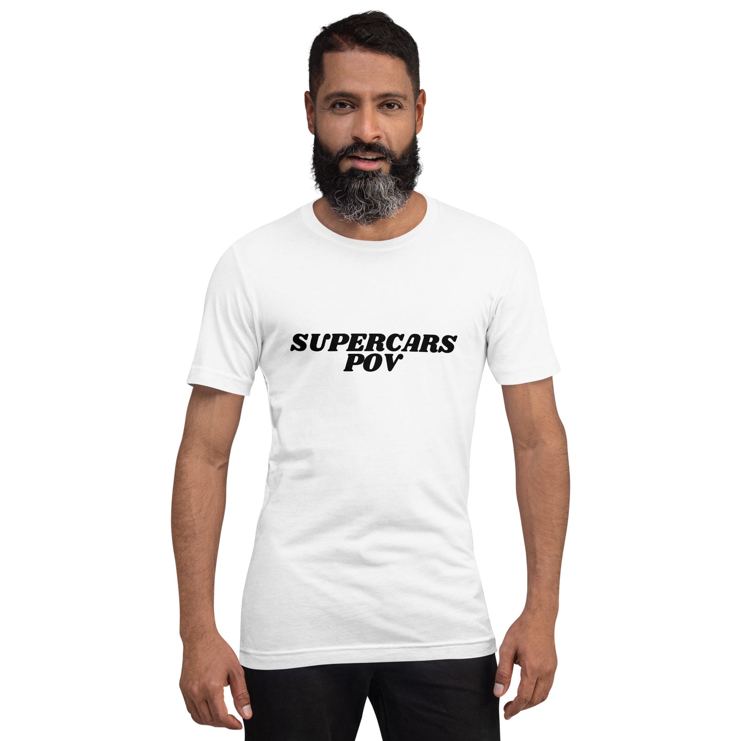 SUPERCARSPOV WHITE TEE WITH BLACK LOGO