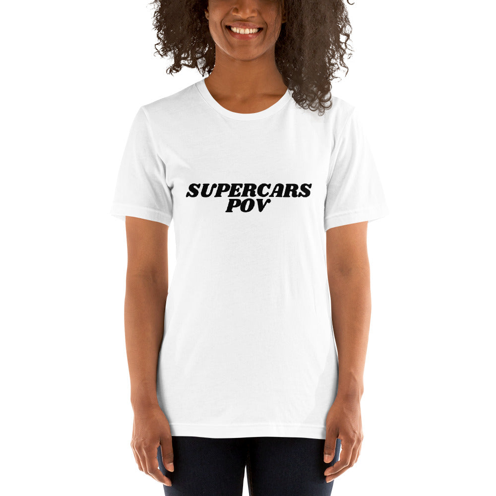 SUPERCARSPOV WHITE TEE WITH BLACK LOGO