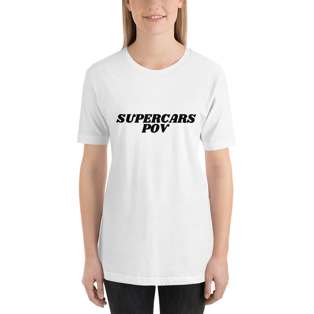 SUPERCARSPOV WHITE TEE WITH BLACK LOGO