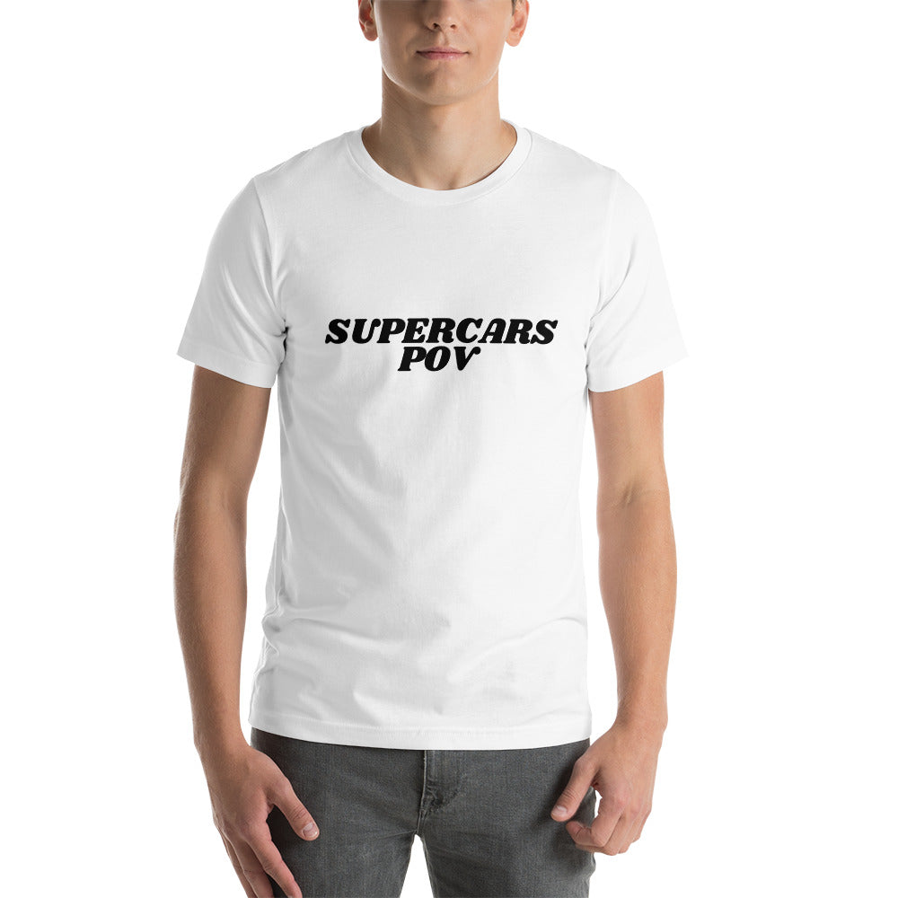SUPERCARSPOV WHITE TEE WITH BLACK LOGO